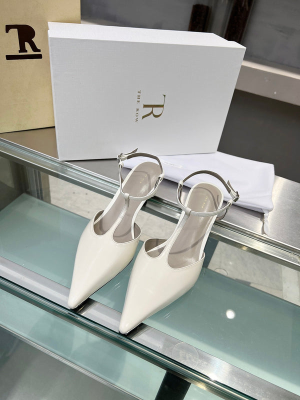 TR 26s Pointed-Toe Slingbacks White Lambskin 997835