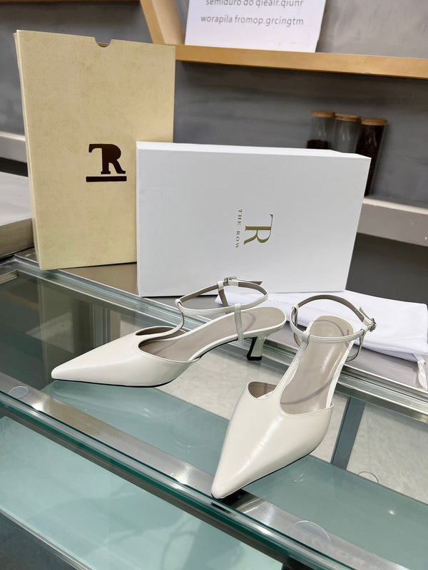 TR 26s Pointed-Toe Slingbacks White Lambskin 997835
