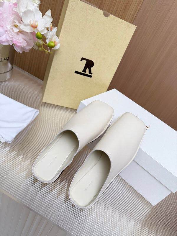 The Row Piper Slide White Leather 707516