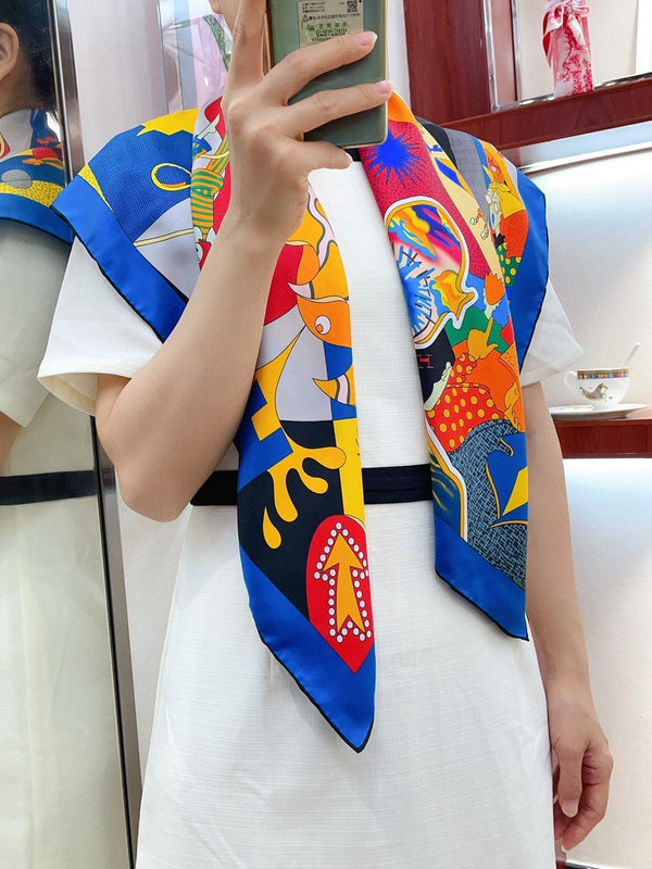 Ca Decoiffe ! Scarf 90 CM In Colorful Silk 206461