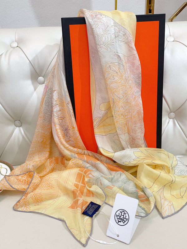 Faubourg Tropical Detail scarf 110 CM In Beige Colorful Silk 208584