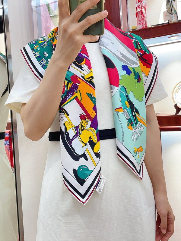 Locomotion Shawl 90 CM In Colorful Silk Twill 225468