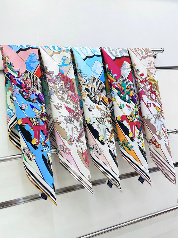 Locomotion Shawl 90 CM In Colorful Silk Twill 225470
