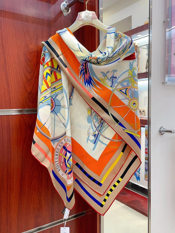 Voitures En Equilibre Scarf 140 CM In Colorful Cashmere And Silk 286417