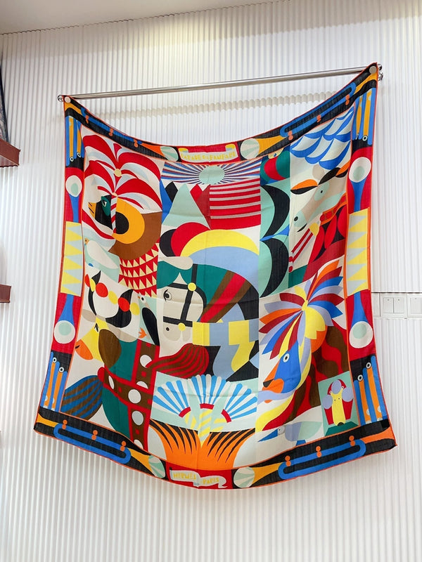 Parade en Fanfare Scarf 140 CM Colorful Cashmere And Silk 325967