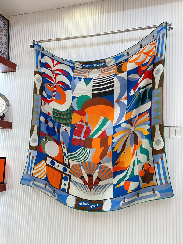 Parade en Fanfare Scarf 140 CM Colorful Cashmere And Silk 325968
