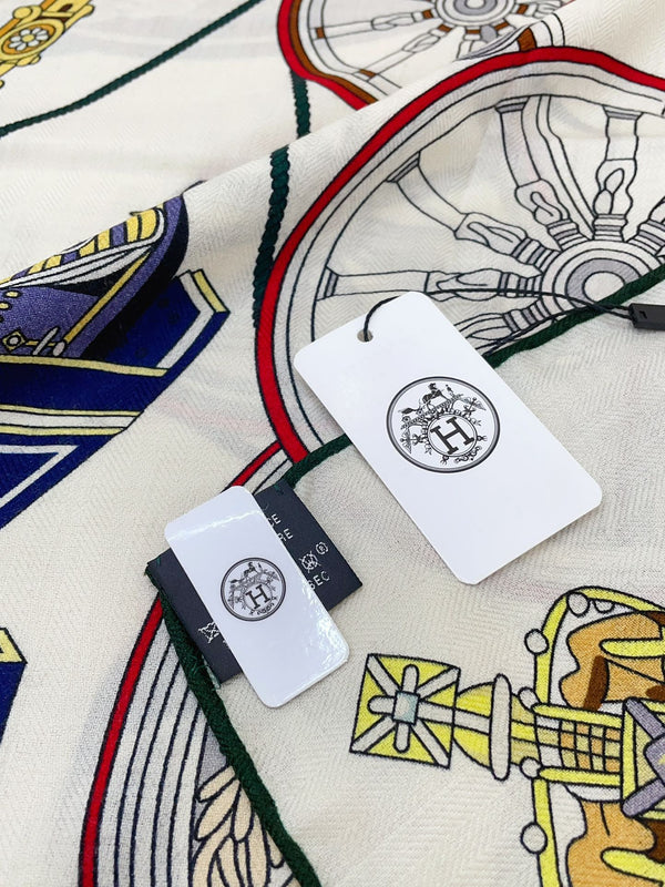 Stately Wheels Scarf 135 CM Colorful Cashmere And Silk 327469