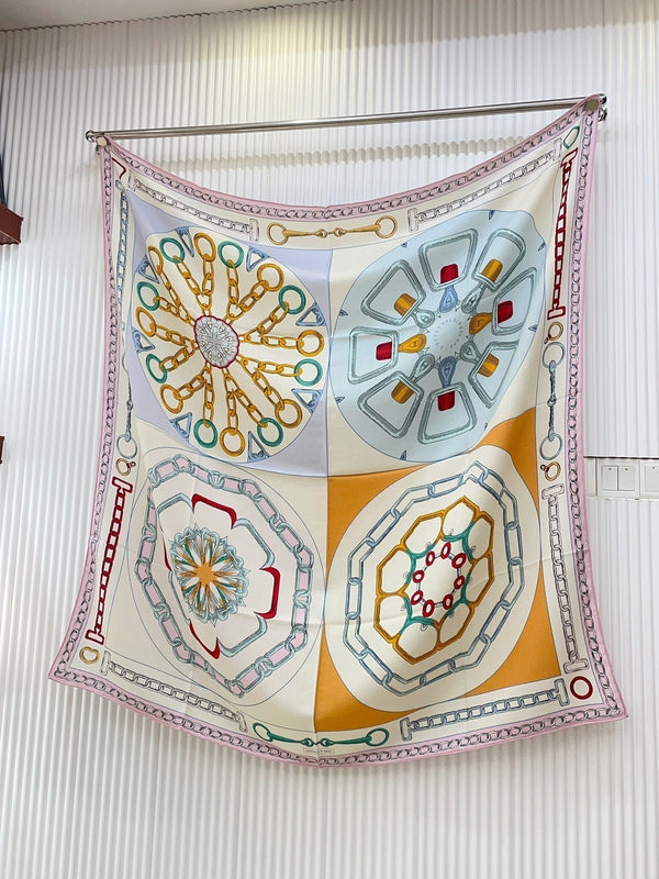 Effet Kaleidoscope Shawl 135 CM In Colorful Cashmere And Silk 382607