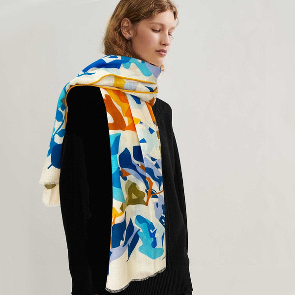 Scarf 180 CM White Colorful Mashmere And Silk 403887