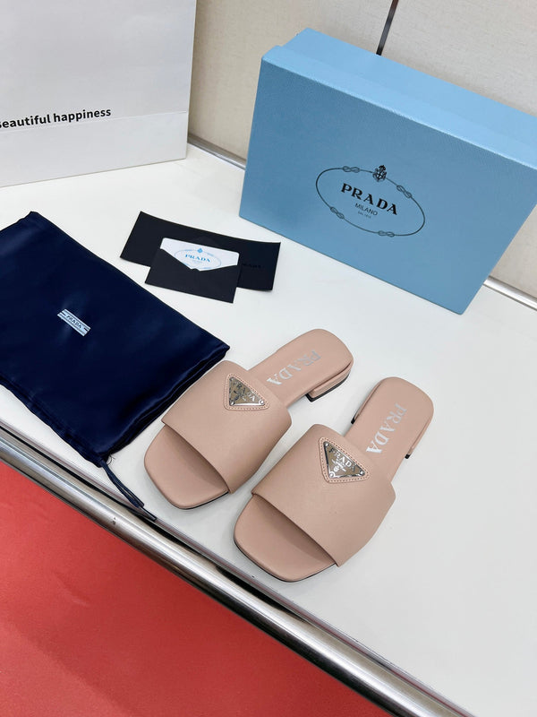 Prad 26s Saffiano Slides Powder Pink Leather 986629