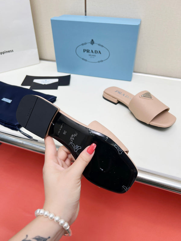 Prad 26s Saffiano Slides Powder Pink Leather 986629