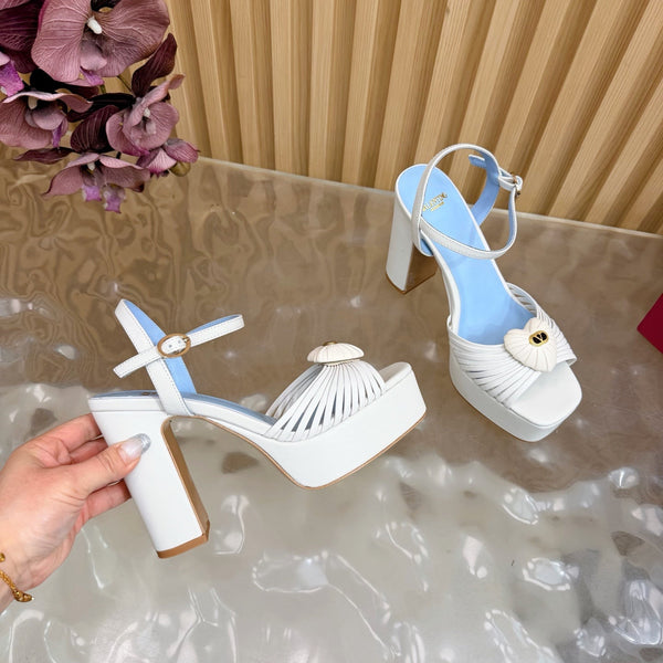 Valentino Royal Sandal 11.5cm White Blue Leather 702273