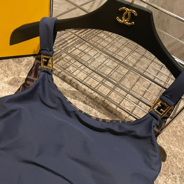 Fendi Swimsuit Navy Blue Cotton 180519