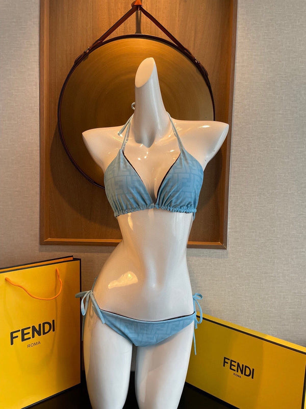 Fendi Swimsuits Blue Beige Cotton 180524
