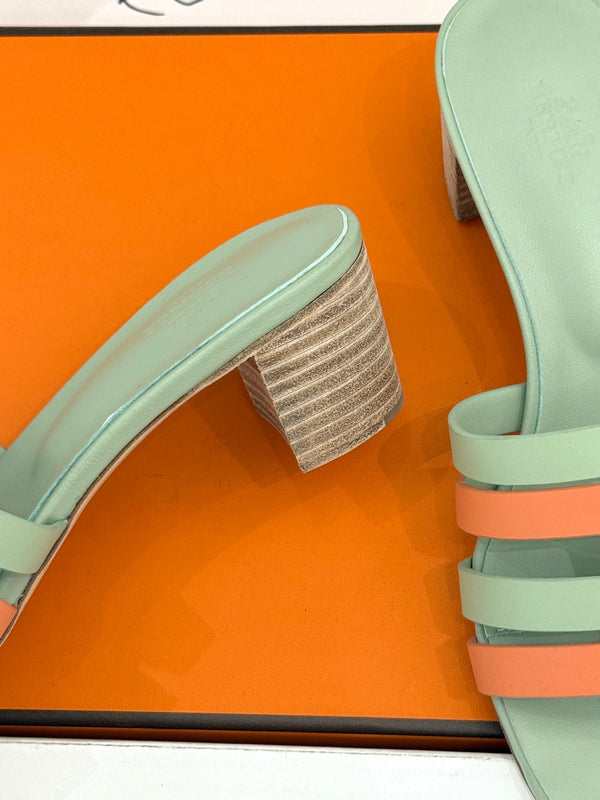 HM 26s Strappy Sandals Orange Green Sheepskin 905788
