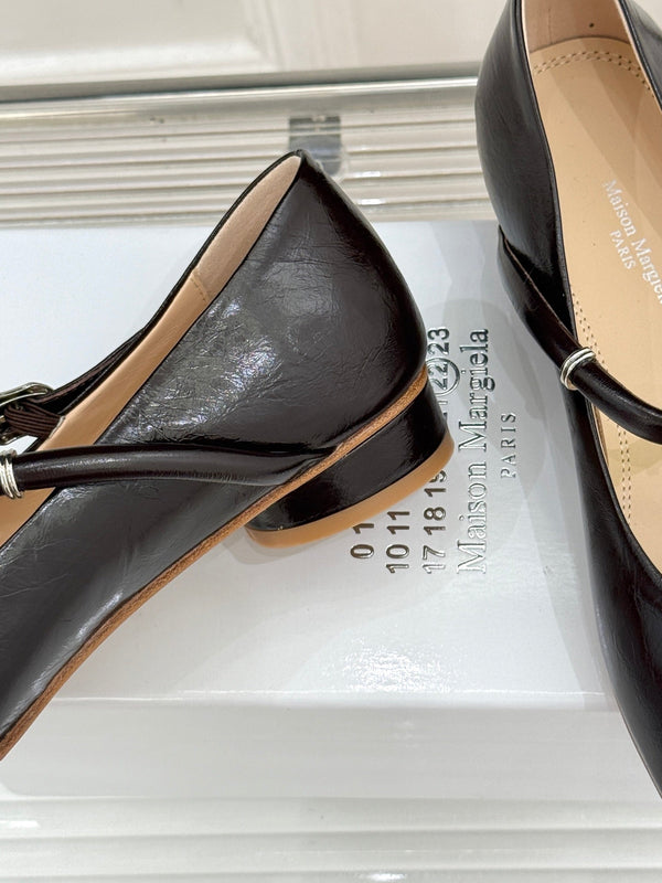 MM6 26s Tabi Mary Jane Ballerina Flats Chocolate Leather 991561