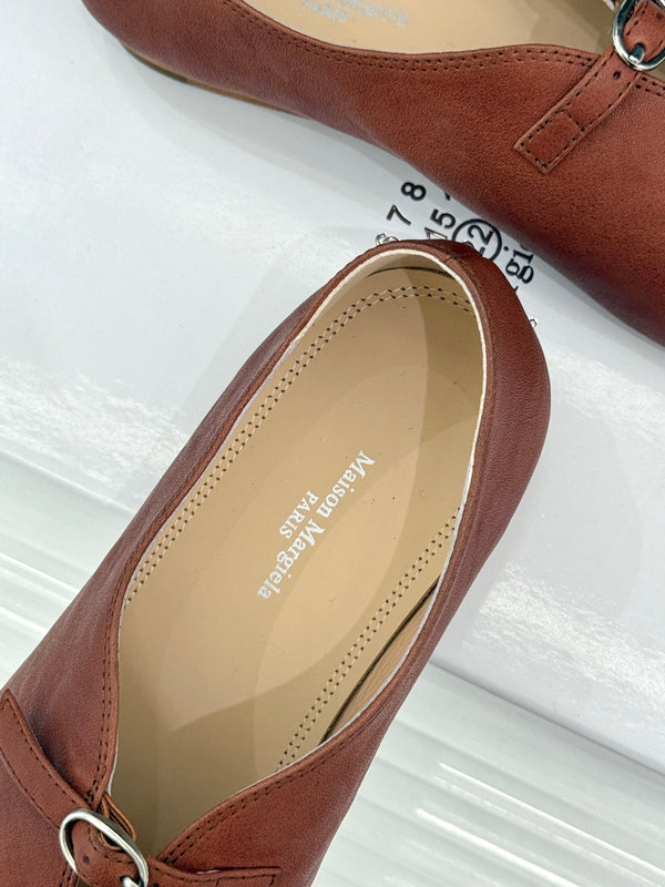 MM6 26s Split-Toe Mary Jane Tan Brown Leather 991573
