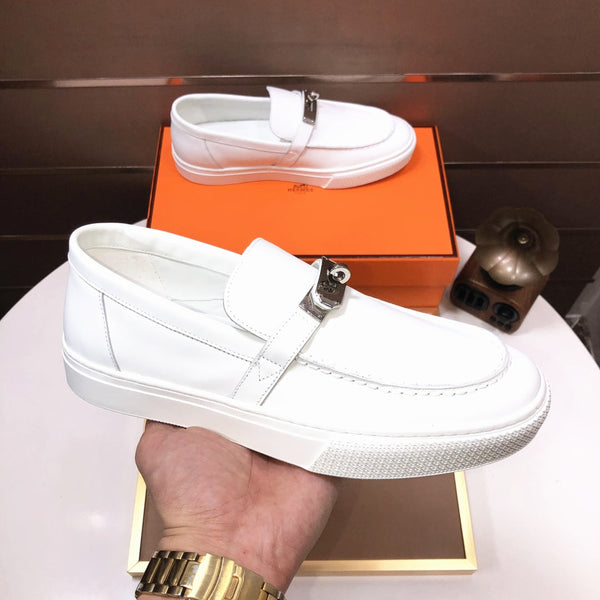 HM Men's Game Slip-on Loafer White Cowhide 473161