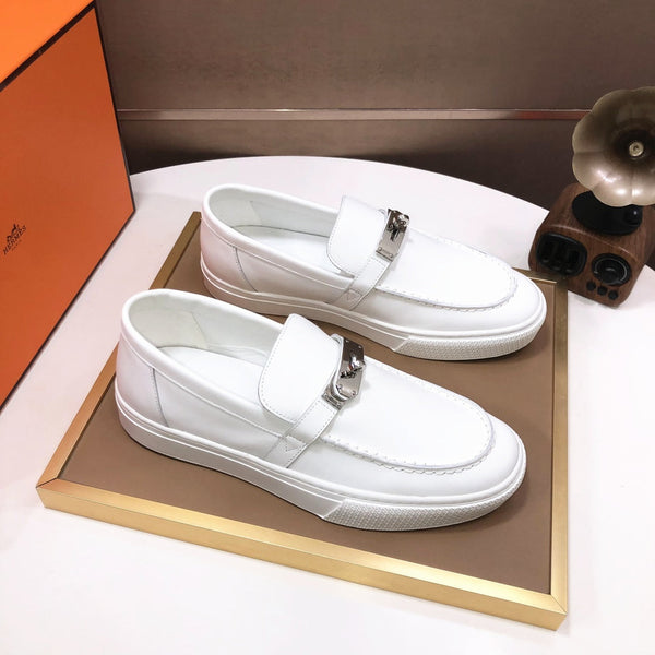 HM Men's Game Slip-on Loafer White Cowhide 473161