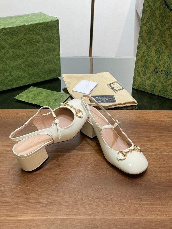 GG HORSEBIT PUMP WHITE LAMBSKIN