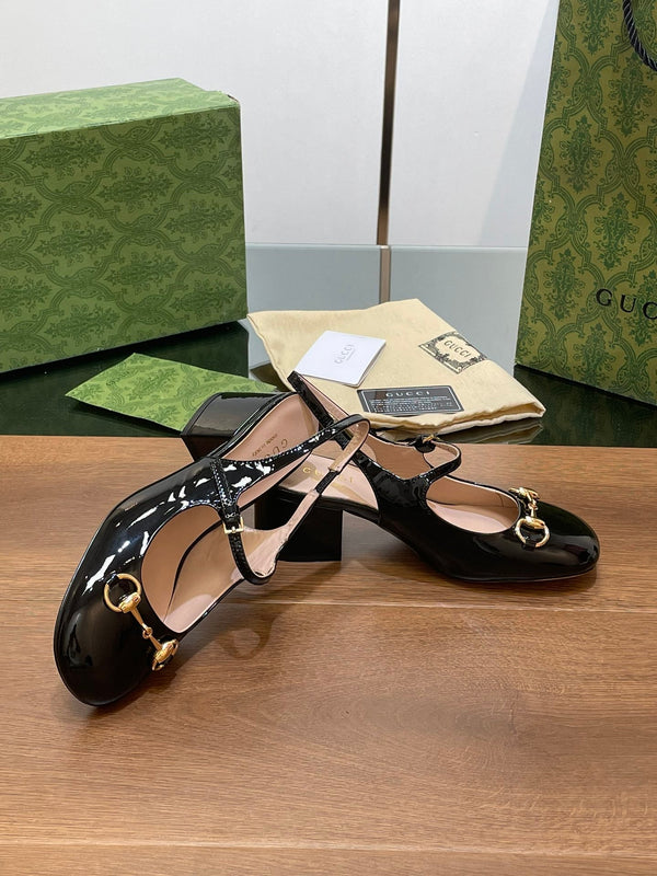 GG HORSEBIT PUMP BLACK LAMBSKIN