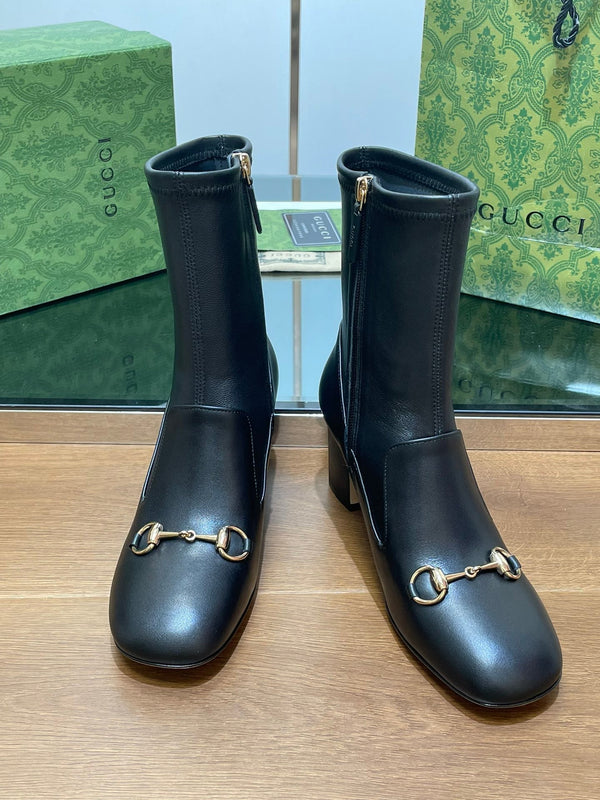 GG Horsebit Ankle Boot 65 Black Calfskin