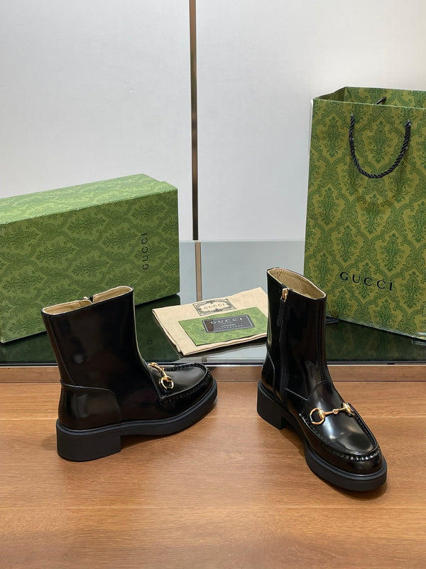 GG Horsebit Ankle Boot Black Calfskin