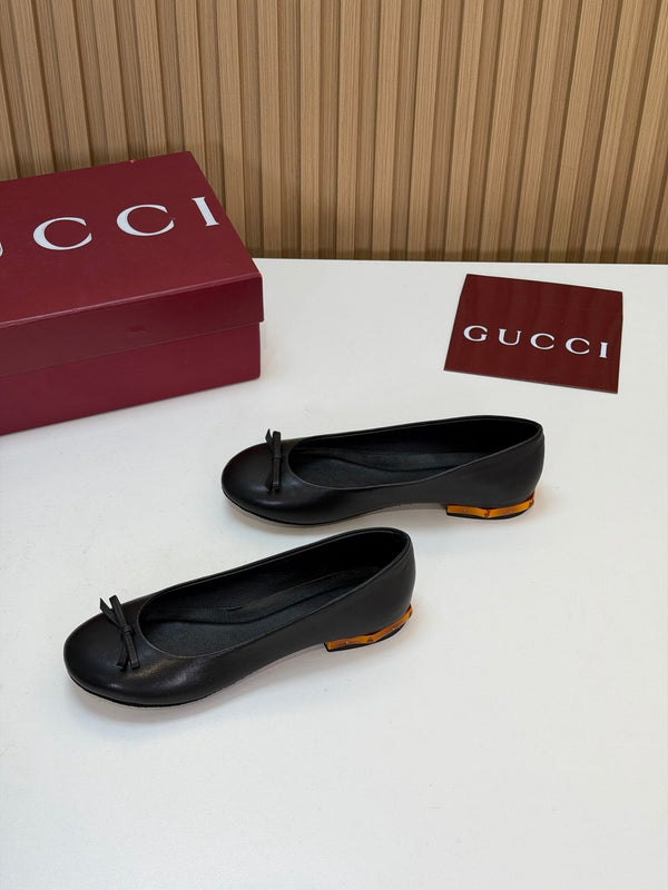 GG 26s Ballerina With Bamboo Flats Black Sheepskin 997175