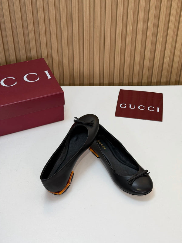 GG 26s Ballerina With Bamboo Flats Black Sheepskin 997175