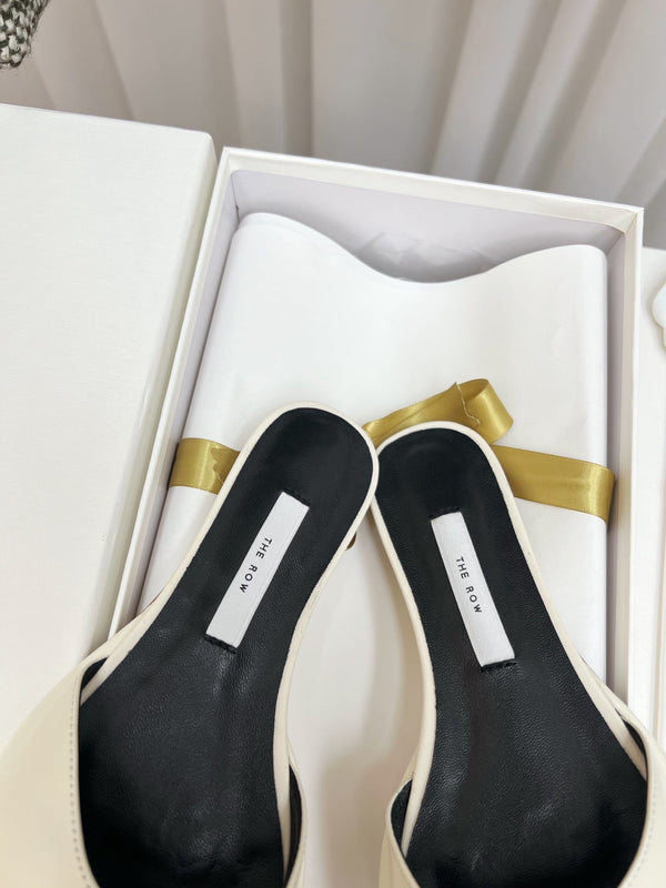 The Row Semi Slippers White Sheepskin 827475
