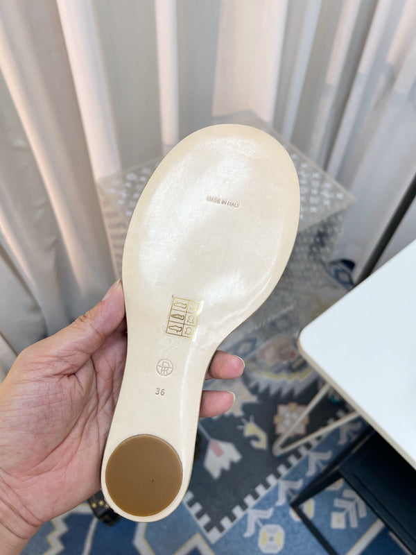 The Row Semi Slippers Olive Sheepskin 827476