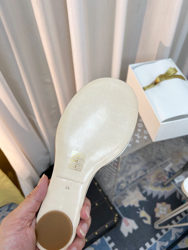 The Row Semi Slippers White Sheepskin 827491
