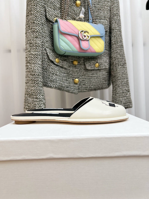 The Row Semi Slippers White Sheepskin 827491