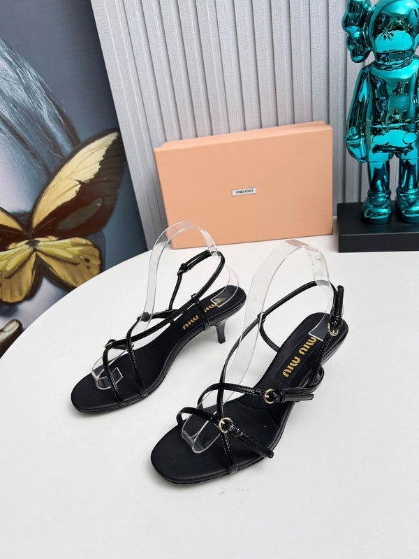 Miu 26s Sandals 5.5cm Black Patent Leather 680448