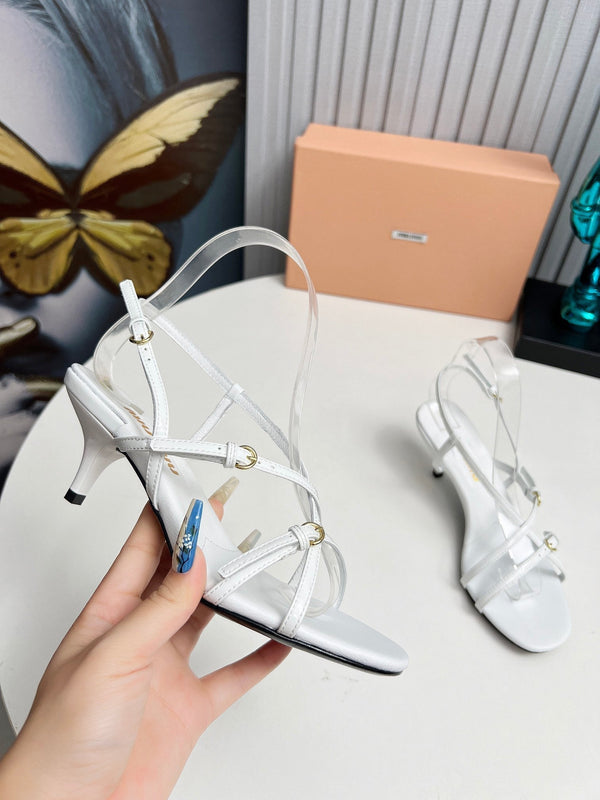 Miu 26s Sandals 5.5cm White Patent Leather 680449