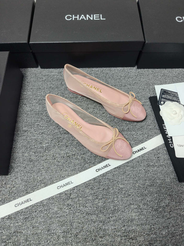 CC 26s Ballet Flat Light Pink Mesh Fabric Sheepskin 681981