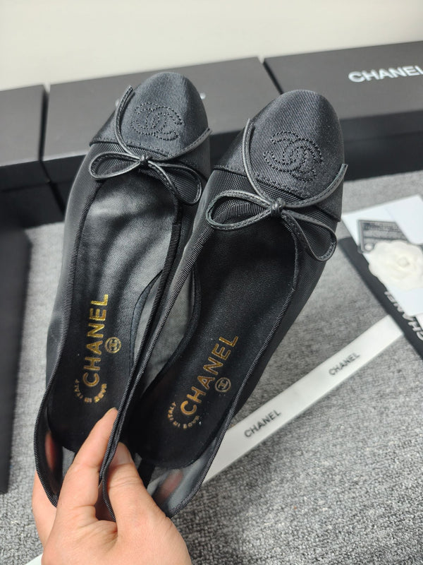 CC 26s Ballet Flat Black Mesh Fabric Sheepskin 681982