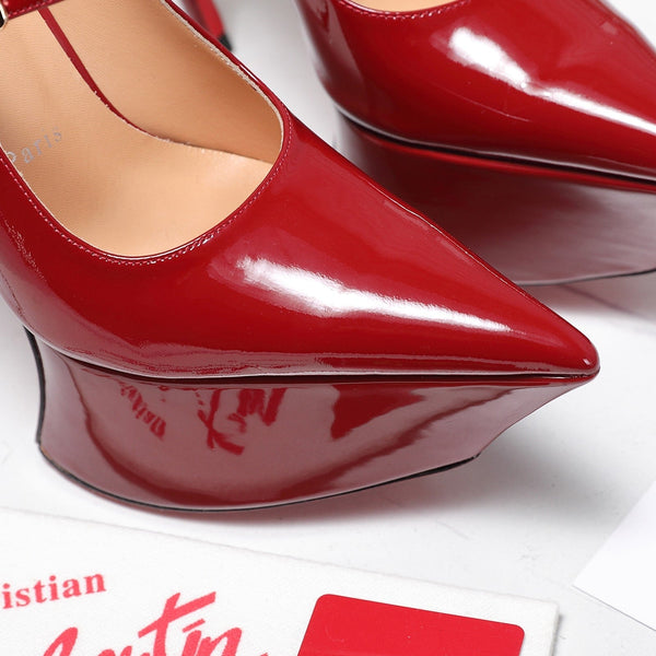 CL Matières Fécales Platform Pumps 15cm Red Patent Leather 637885