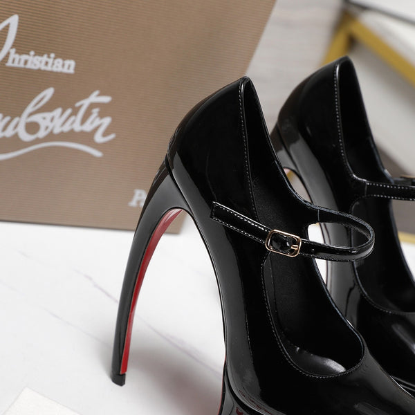 CL Matières Fécales Platform Pumps 15cm Black Patent Leather 637886
