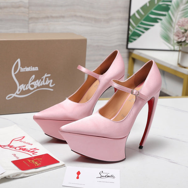 CL Matières Fécales Platform Pumps 15cm Light Pink Satin 637888