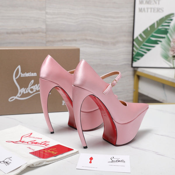CL Matières Fécales Platform Pumps 15cm Light Pink Satin 637888