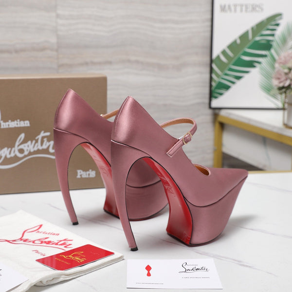 CL Matières Fécales Platform Pumps 15cm Pink Satin 637889