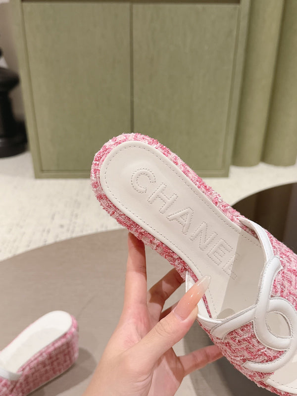 CC 26s Platform Mules Pink Lambskin Fabric 916997