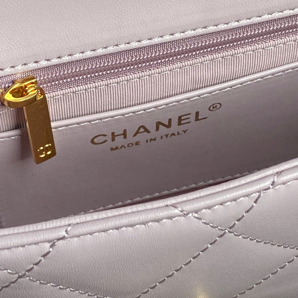 CC 24K Mini Flap Bag 21cm Light Violet Lambskin Gold Hardware