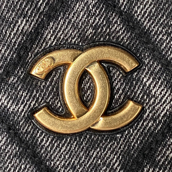 Chanel 25K Bow Bag 26cm Dark Gray Gold Denim Leather 295188
