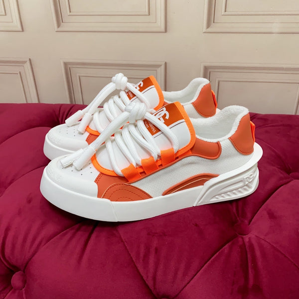 DC 25 Casual Sports Shoes White Orange Cowhide & Mesh 232261