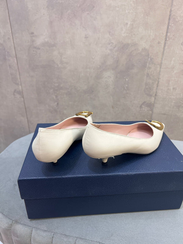 CD 26 High-Heeled 40 Pumps White Cowhide 594575