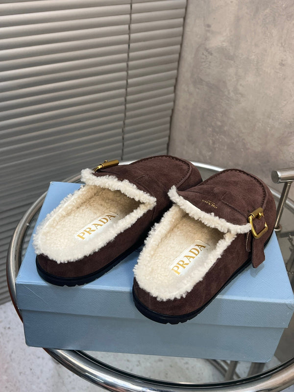 Prad 26s Mules Coffee Suede Shearing 952901