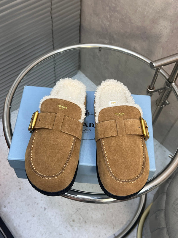 Prad 26s Mules Brown Suede Shearing 952902