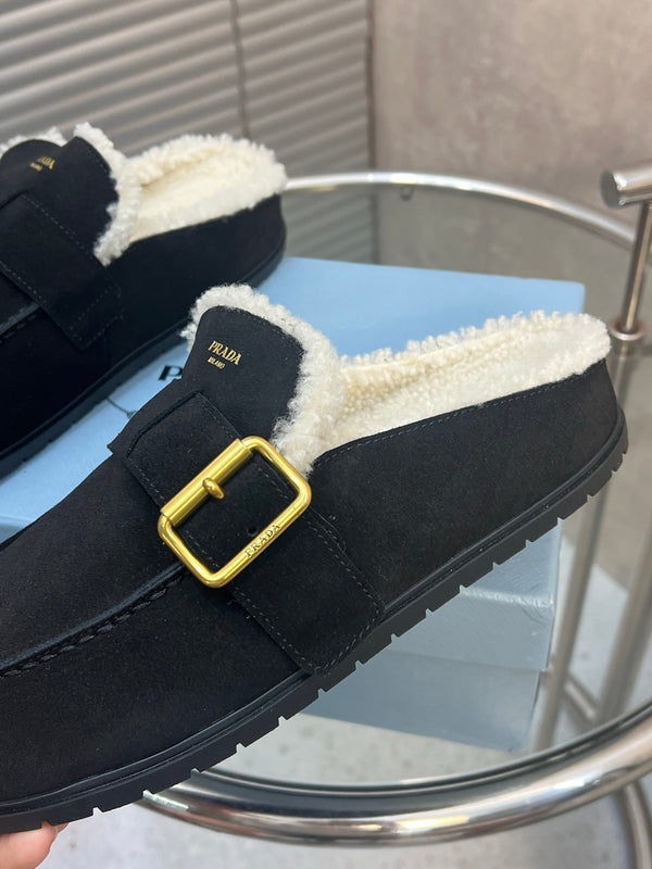 Prad 26s Mules Black Suede Shearing 952903